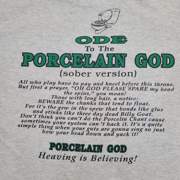 Vintage 90s Drunk Toilet Shirt XL 24x26 Gray USA - Picture 15 of 16